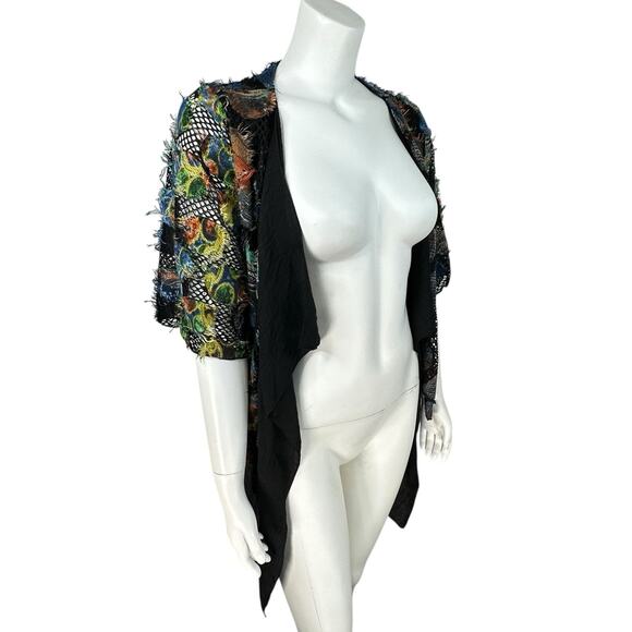 Pretty Angel Topper Blouse Womens Size Large Asymmetric Linen Blend Boho Artsy - Picture 5 of 11